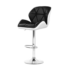 Artiss 2x Bar Stools Gas Lift Padded Leather Black & White