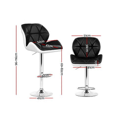 Artiss 2x Bar Stools Gas Lift Padded Leather Black & White