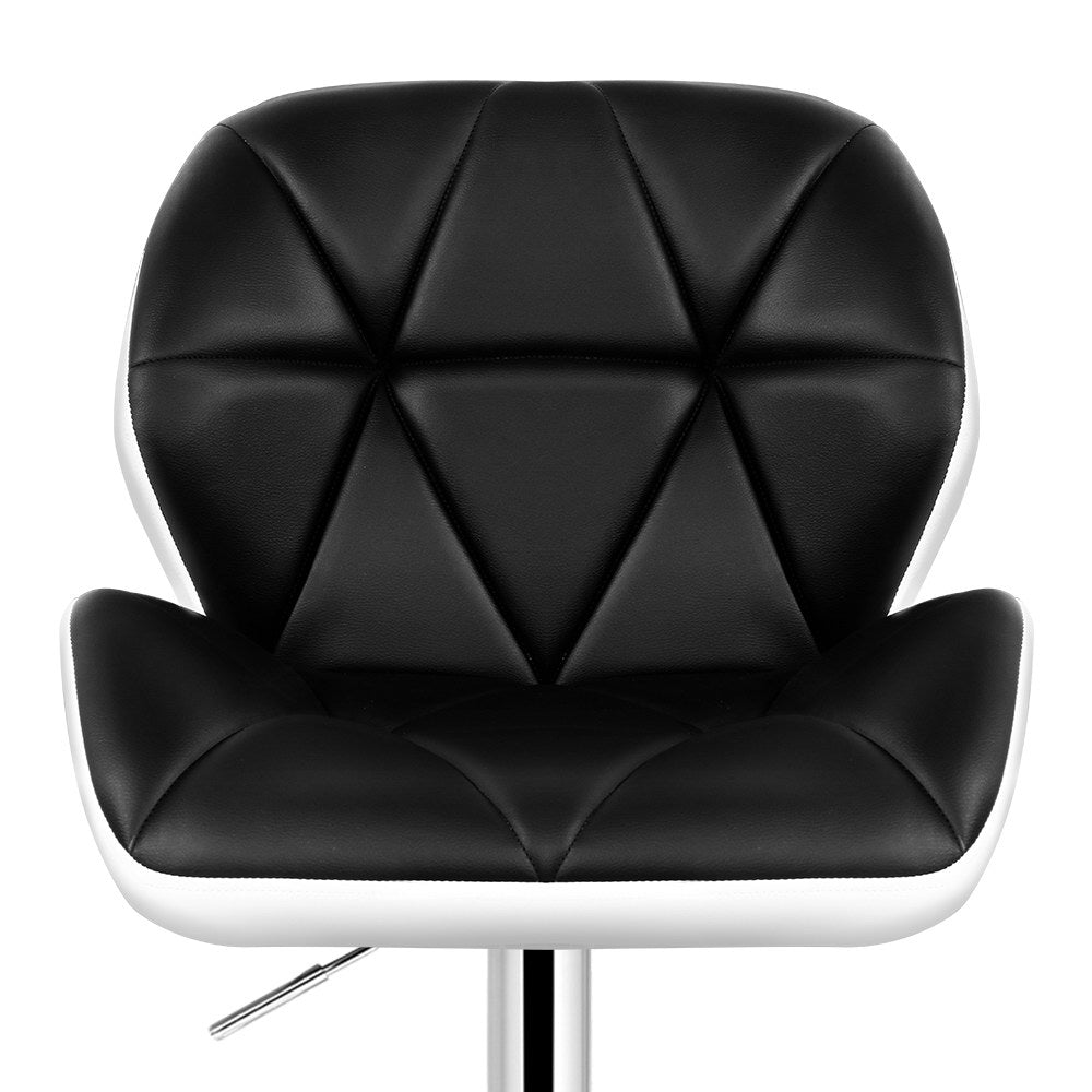 Artiss 2x Bar Stools Gas Lift Padded Leather Black & White