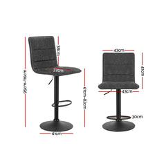 Artiss 2x Bar Stools Gas Lift Vintage Leather Grey