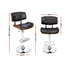 Artiss Bar Stools Gas Lift Leather Black