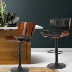Artiss Bar Stools Gas Lift Leather All Black