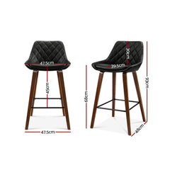 Artiss 2x Bar Stools PU Seat Wooden