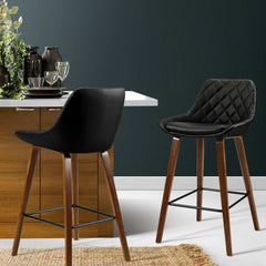 Artiss 2x Bar Stools PU Seat Wooden
