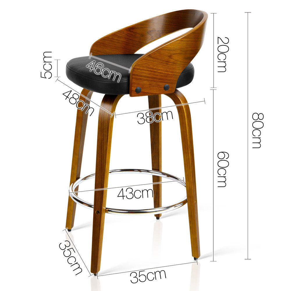 Artiss 2x Bar Stools Swivel Seat Curving Backrest