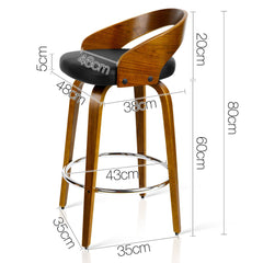 Artiss 2x Bar Stools Swivel Seat Curving Backrest