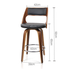 Artiss 2x Bar Stools Swivel Leather Chair 65cm
