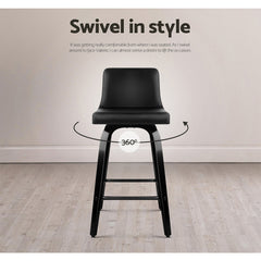 Artiss Set of 4 Wooden PU Leather Bar Stool - Black