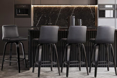 Artiss Set of 4 Wooden PU Leather Bar Stool - Black