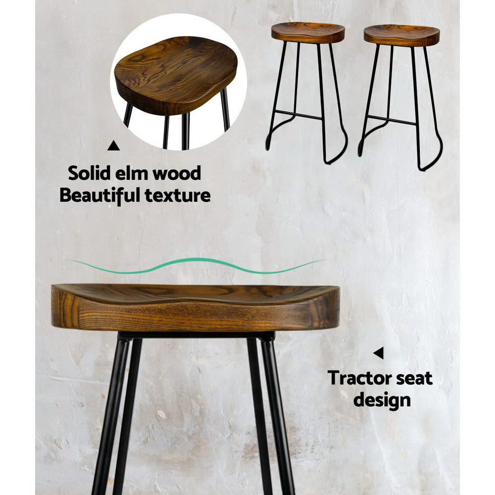 Artiss 2x Bar Stools Tractor Seat 75cm Black
