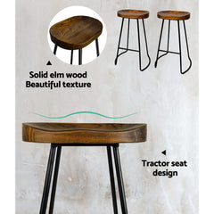Artiss 2x Bar Stools Tractor Seat 75cm Black