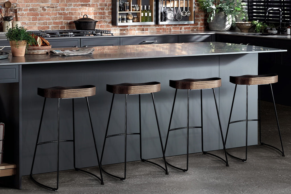 Artiss Set of 4 Elm Wood Backless Bar Stools 75cm - Black