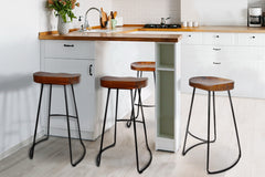 Artiss Set of 4 Elm Wood Backless Bar Stools 75cm - Black