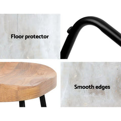 Artiss 2x Bar Stools Tractor Seat 65cm Wooden