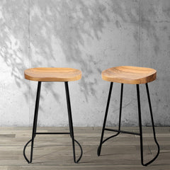 Artiss 2x Bar Stools Tractor Seat 65cm Wooden