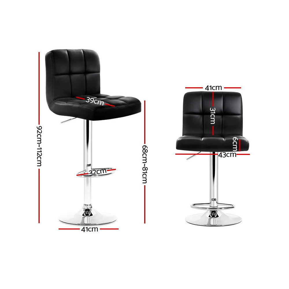 Artiss 2x Bar Stools Leather Gas Lift Black