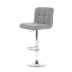 Artiss 2x Bar Stools Fabric Gas Lift Grey