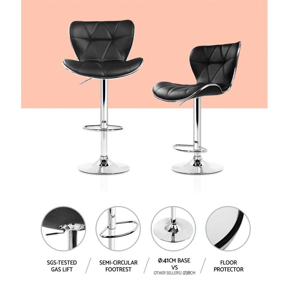 Artiss 2x Bar Stools Gas Lift Leather Seat Black