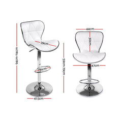Artiss 2x Bar Stools Gas Lift Leather Seat White