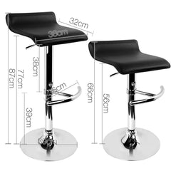 Artiss 2x Bar Stools Adjustable Gas Lift Chairs Black