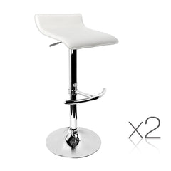 Artiss 2x Bar Stools Adjustable Gas Lift Chairs White