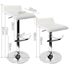 Artiss 2x Bar Stools Adjustable Gas Lift Chairs White