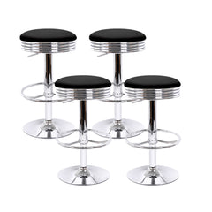 Artiss Set of 4 PU Leather Backless Bar Stools - Black and Chrome