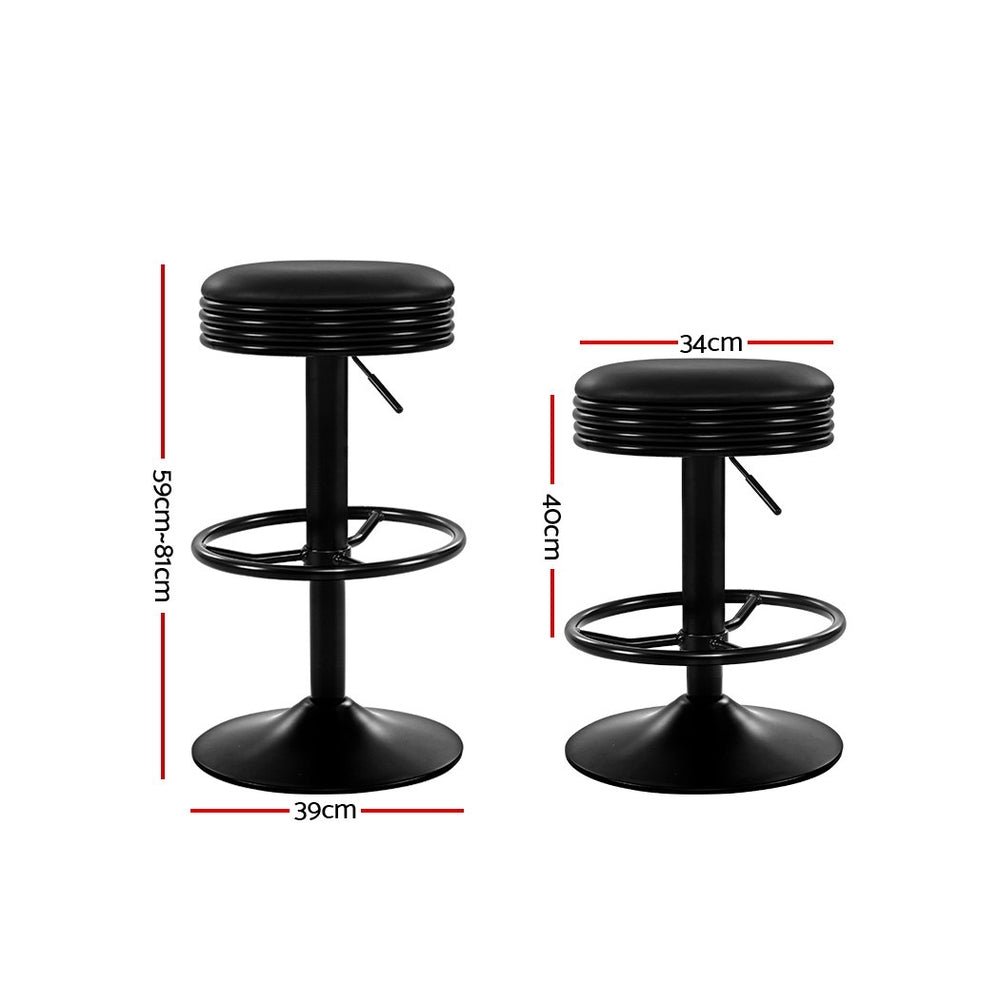 Artiss 2x Bar Stools Leather Padded Gas Lift Black