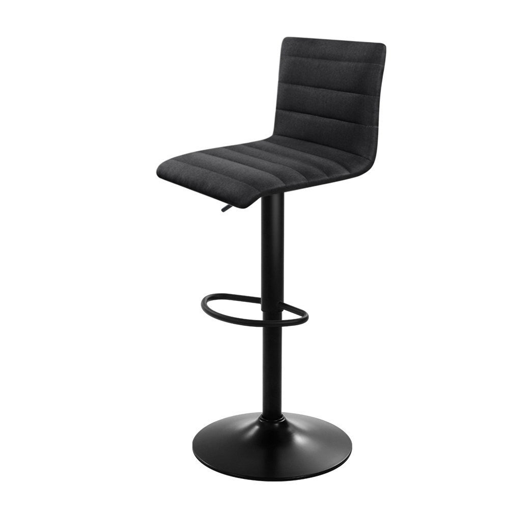 Artiss 2x Bar Stools Gas Lift Linen Fabric Black