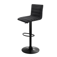 Artiss 2x Bar Stools Gas Lift Linen Fabric Black