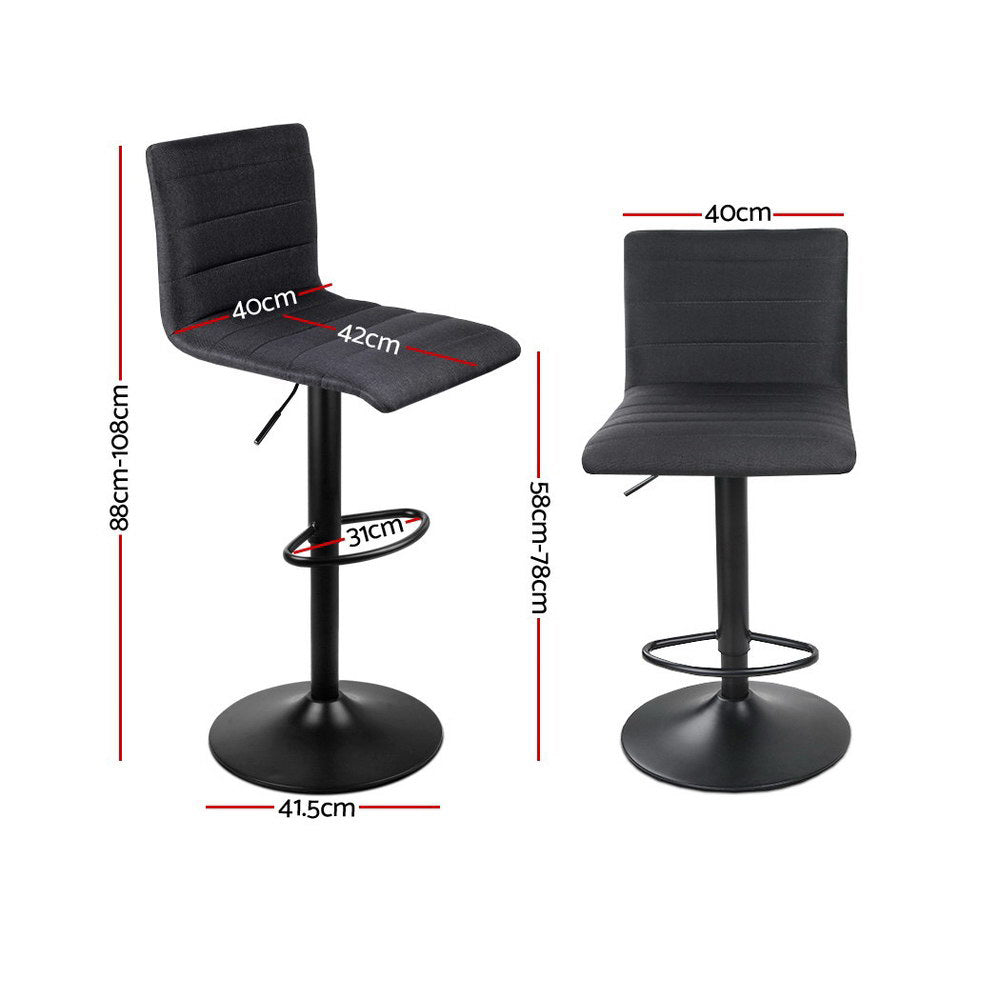 Artiss Set of 4 Faux Linen Bar Stools - Black