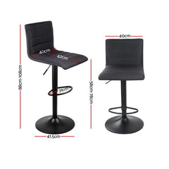 Artiss Set of 4 Faux Linen Bar Stools - Black