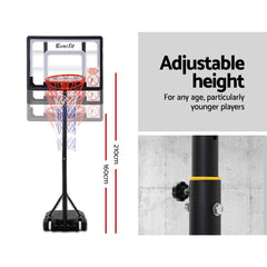 Everfit 2.1M Basketball Hoop Stand System Adjustable Portable Pro Kids Clear