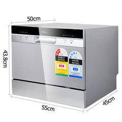Devanti 6 Place Settings Benchtop Dishwasher Sliver