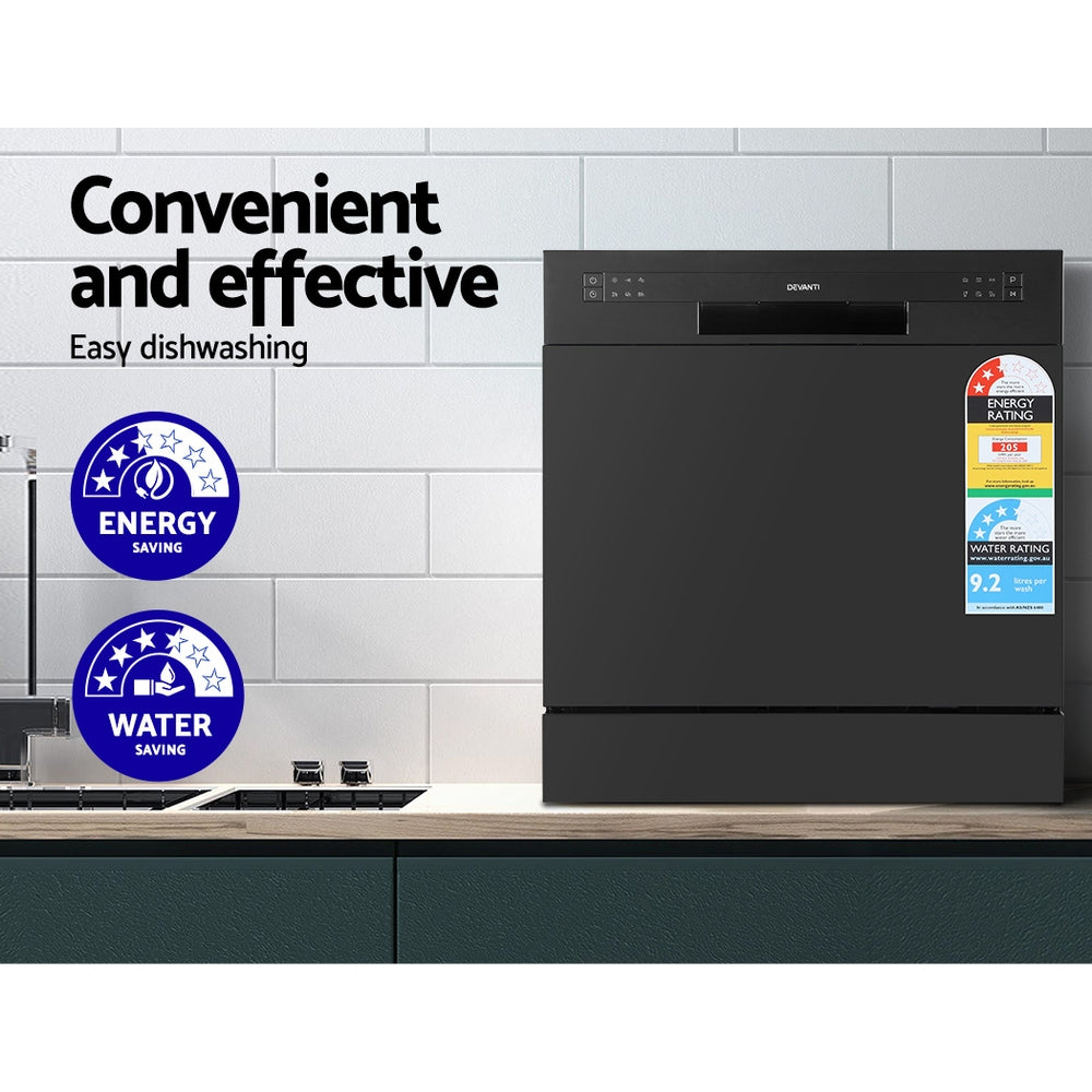 Devanti 8 Place Settings Benchtop Dishwasher Black