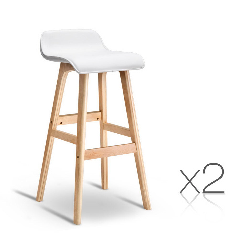 Artiss 2x Bar Stools Wooden Stool White