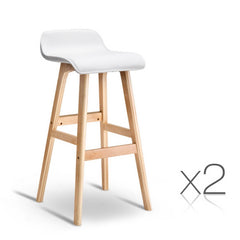 Artiss 2x Bar Stools Wooden Stool White