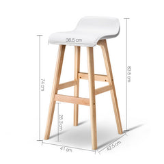Artiss 2x Bar Stools Wooden Stool White