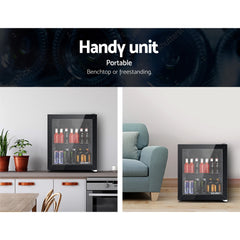Devanti 46L Bar Fridge Glass Door Black