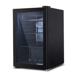 Devanti 70L Bar Fridge Glass Door w/Light Black