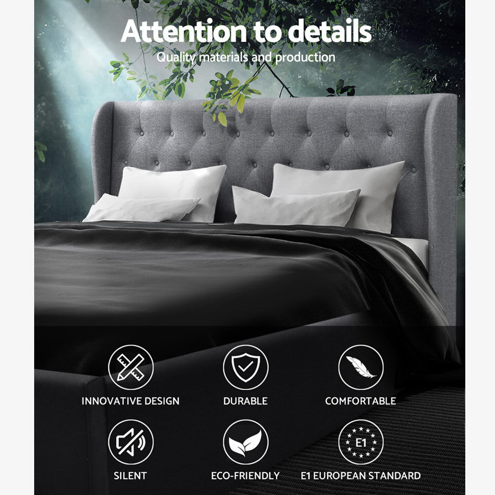 Artiss Bed Frame King Size Gas Lift Grey ISSA