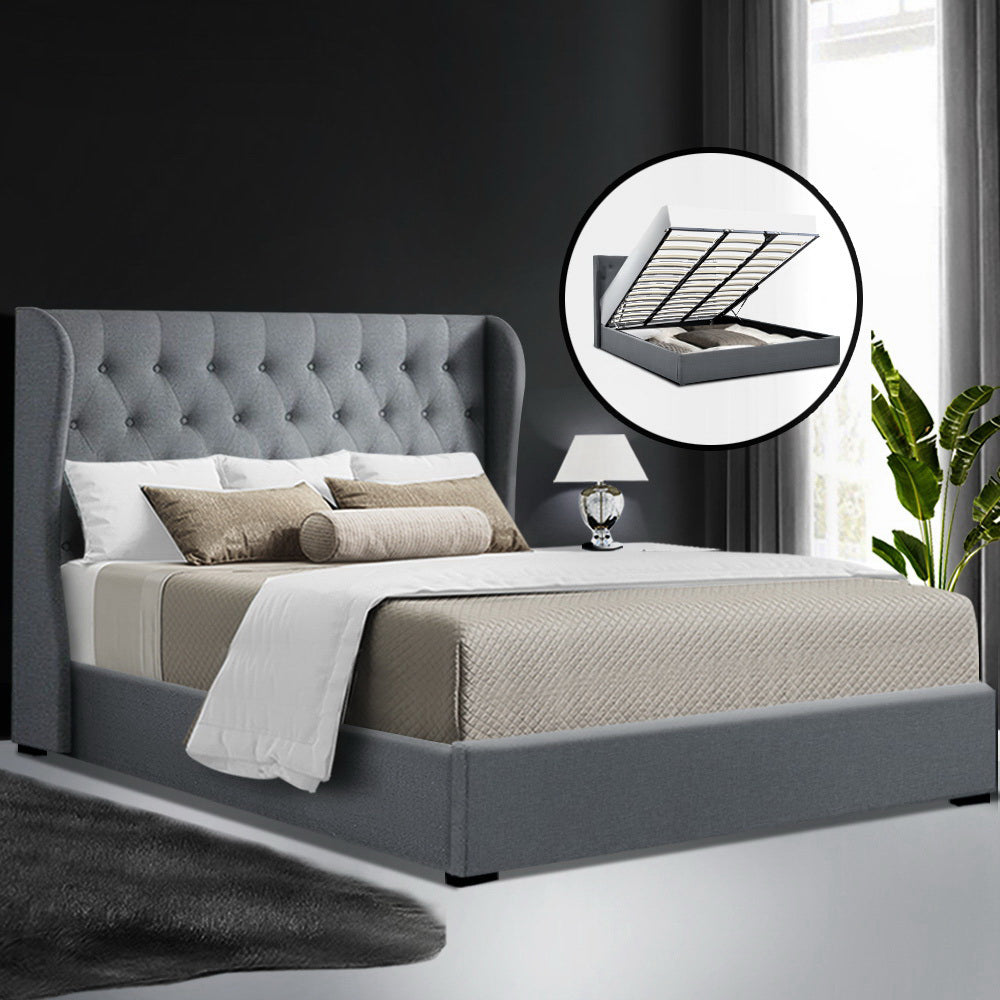 Artiss Bed Frame King Size Gas Lift Grey ISSA