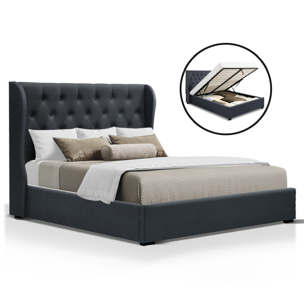 Artiss Bed Frame Queen Size Gas Lift Charcoal ISSA
