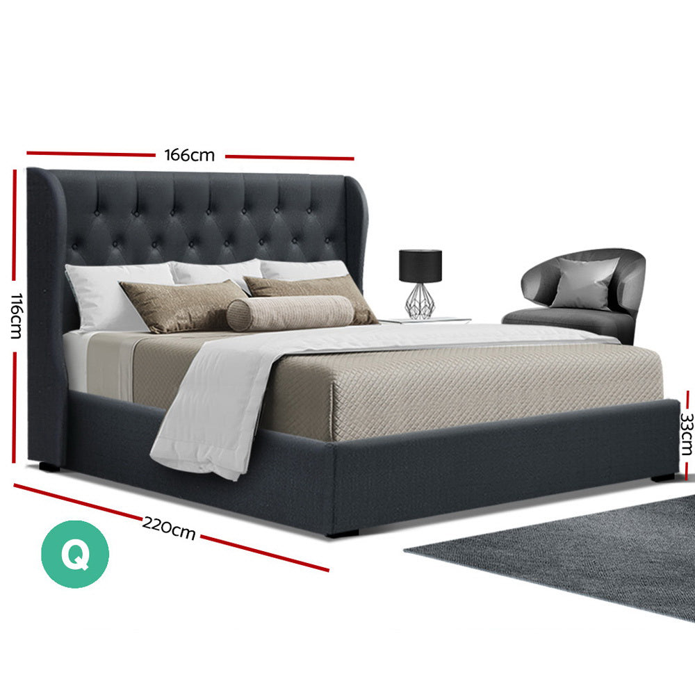 Artiss Bed Frame Queen Size Gas Lift Charcoal ISSA
