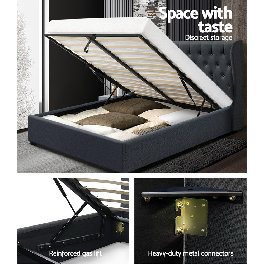 Artiss Bed Frame Queen Size Gas Lift Charcoal ISSA