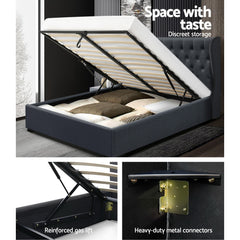 Artiss Bed Frame Queen Size Gas Lift Charcoal ISSA