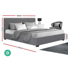Artiss Bed Frame Double Size Gas Lift Grey NINO