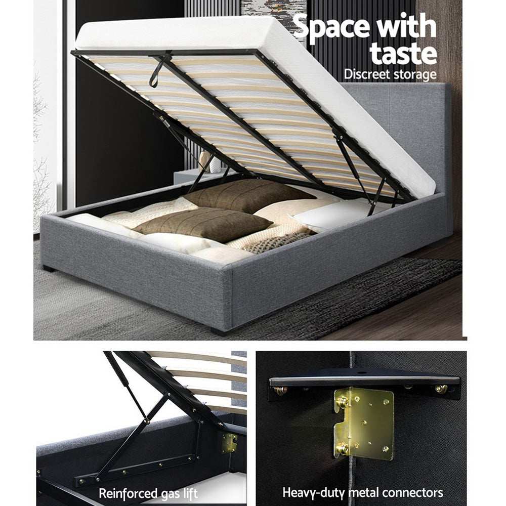 Artiss Bed Frame Double Size Gas Lift Grey NINO
