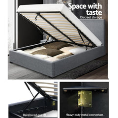 Artiss Bed Frame Double Size Gas Lift Grey NINO