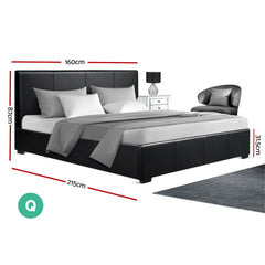 Artiss Bed Frame Queen Size Gas Lift Black NINO
